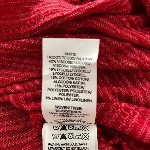 Lucky BRAND Red Sheer Blouse w/ Tassel Women SP Small Petite - Picture 10 of 11